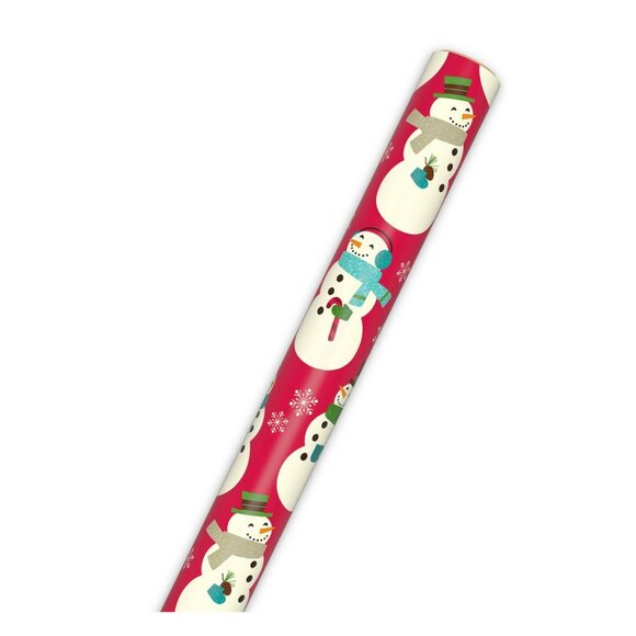 Hallmark Wrapping Paper Christmas Snowman on Red 90 sq ft Jumbo Roll Holiday Gif - Picture 4 of 6